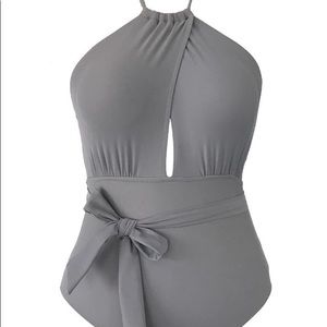 High Neck, Wrap Tie One Piece